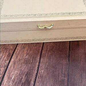 Vintage Mele Jewelry Box Cream with Gold Trim Gold Interior